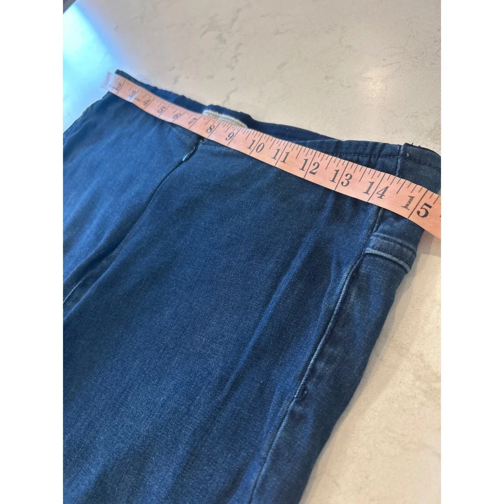 Free People Penny Pull On Stretch Flare Jeans Blue Denim High Rise 31R OB408139